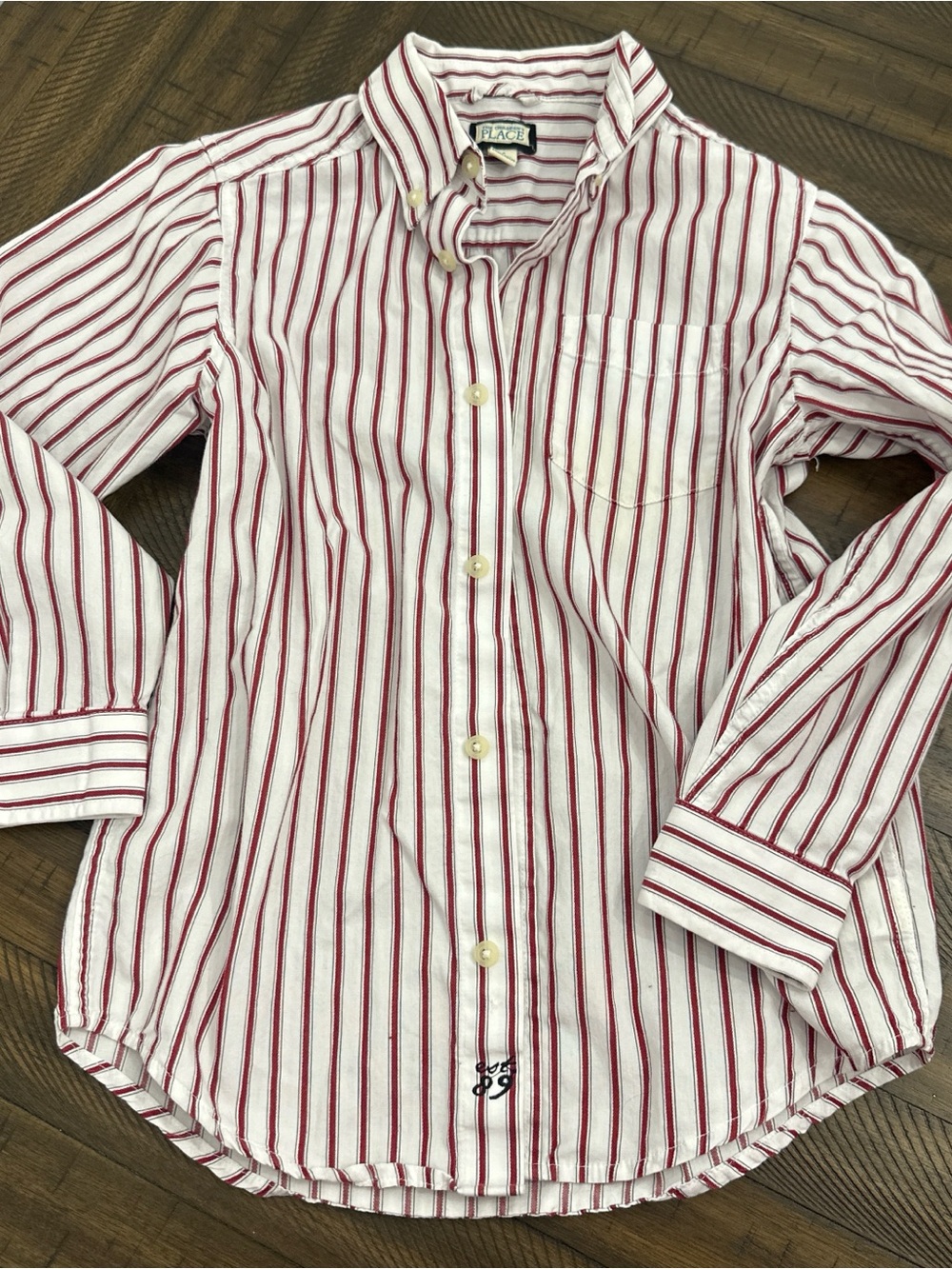 The Children's Place White Shirt with Red Stripes